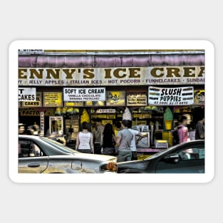 Denny's Ice Cream Shop on Surf Avenue at Coney Island Sticker